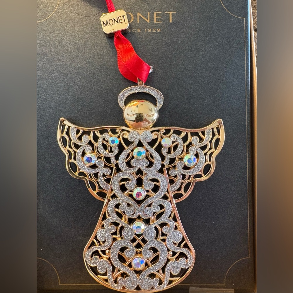 Monet Gold and Silver Angel Ornament,NIB
